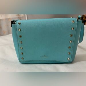 GUC Kate Spade New York Sanders Place Avva Blue Leather Crossbody Bag Gold Stud